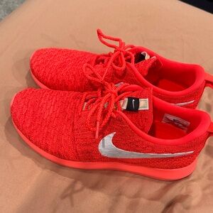 Nike Roche Bright Red/orange Sneakers with White Swoosh